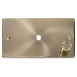 Click VPAB185 MiniGrid Antique Brass 1 Gang 1000W 1 Aperture Deco Unfurnished Dimmer Plate and Knob image