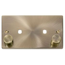 Click VPAB186 MiniGrid Antique Brass 1 Gang 1630W Max 2 Aperture Deco Unfurnished Dimmer Plate and Knob image