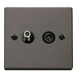 Click VPBN157BK Deco Black Nickel Isolated Co-Axial and Satellite Socket - Black Insert image