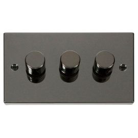 Click VPBN163 Deco Black Nickel 3 Gang 2 Way 100W LED Dimmer Switch