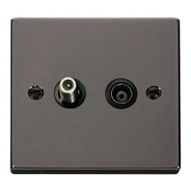 Click VPBN170BK Deco Black Nickel Non-Isolated Co-Axial and Satellite Socket - Black Insert image