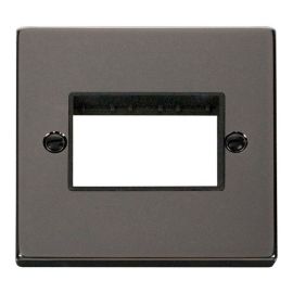 Click VPBN403BK MiniGrid Black Nickel 1 Gang 3 Aperture Deco Unfurnished Front Plate - Black Insert image