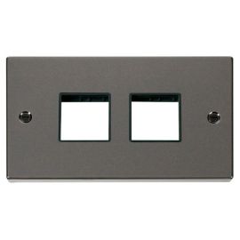 Click VPBN404BK MiniGrid Black Nickel 2 Gang 2x2 Aperture Deco Unfurnished Front Plate - Black Insert image