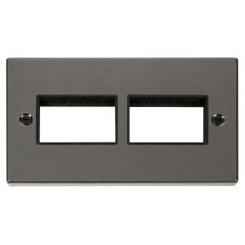 Click VPBN406BK MiniGrid Black Nickel 2 Gang 2x3 Aperture Deco Unfurnished Front Plate - Black Insert image