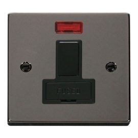 Click VPBN652BK Deco Black Nickel 13A Neon Switched Fused Spur Unit - Black Insert image