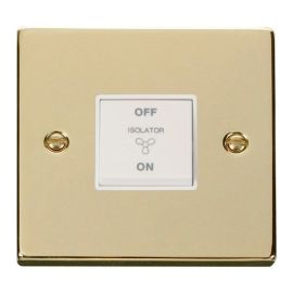Click VPBR020WH Deco Polished Brass 10A 3 Pole Fan Isolation Switch - White Insert image