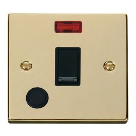 Click VPBR023BK Deco Polished Brass 20A 2 Pole Flex Outlet Neon Switch - Black Insert image