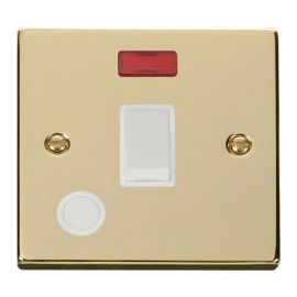 Click VPBR023WH Deco Polished Brass 20A 2 Pole Flex Outlet Neon Switch - White Insert image