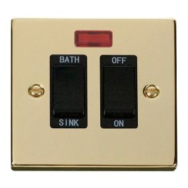 Click VPBR024BK Deco Polished Brass 20A Sink or Bath Switch - Black Insert image