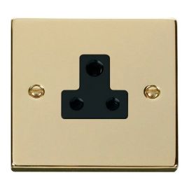 Click VPBR038BK Deco Polished Brass 5A Round Pin Socket - Black Insert