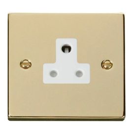 Click VPBR038WH Deco Polished Brass 5A Round Pin Socket - White Insert image