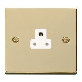 Click VPBR039WH Deco Polished Brass 2A Round Pin Socket - White Insert image