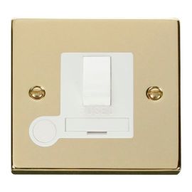 Click VPBR051WH Deco Polished Brass 13A Flex Outlet Switched Fused Spur Unit - White Insert image