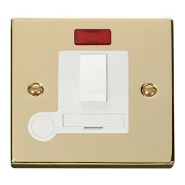 Click VPBR052WH Deco Polished Brass 13A Flex Outlet Neon Switched Fused Spur Unit - White Insert image