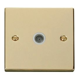 Click VPBR065WH Deco Polished Brass 1 Gang Non-Isolated Co-Axial Socket - White Insert image