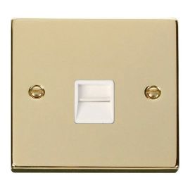 Click VPBR125WH Deco Polished Brass 1 Gang Secondary Telephone Socket - White Insert image