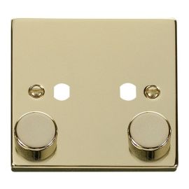 Click VPBR152PL Deco Polished Brass 2 Gang Dimmer Plate with Knob