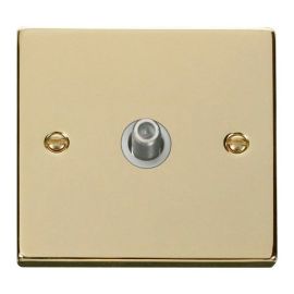 Click VPBR156WH Deco Polished Brass 1 Gang Non-Isolated Satellite Socket - White Insert image