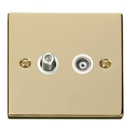 Click VPBR157WH Deco Polished Brass Isolated Co-Axial and Satellite Socket - White Insert