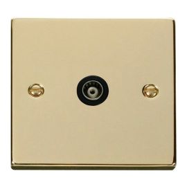 Click VPBR158BK Deco Polished Brass 1 Gang Isolated Co-Axial Socket - Black Insert