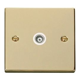 Click VPBR158WH Deco Polished Brass 1 Gang Isolated Co-Axial Socket - White Insert image