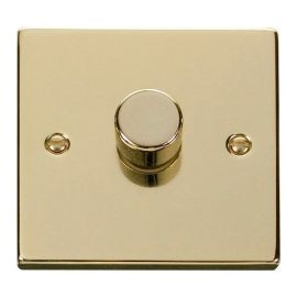 Click VPBR161 Deco Polished Brass 1 Gang 100W 2 Way LED Dimmer Switch image