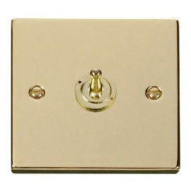Click VPBR421 Deco Polished Brass 1 Gang 10AX 2 Way Dolly Toggle Switch image