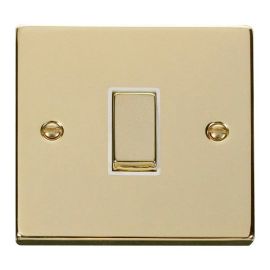 Click VPBR425WH Deco Polished Brass Ingot 1 Gang 10AX Intermediate Plate Switch - White Insert image