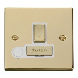 Click VPBR551WH Deco Polished Brass Ingot 13A Flex Outlet Switched Fused Spur Unit - White Insert image