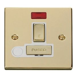 Click VPBR552WH Deco Polished Brass Ingot 13A Flex Outlet Neon Switched Fused Spur Unit - White Insert