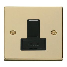 Click VPBR651BK Deco Polished Brass 13A Switched Fused Spur Unit - Black Insert image