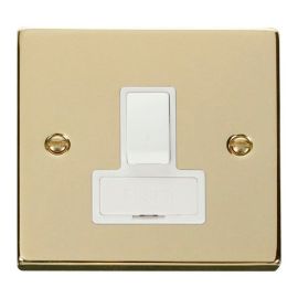 Click VPBR651WH Deco Polished Brass 13A Switched Fused Spur Unit - White Insert