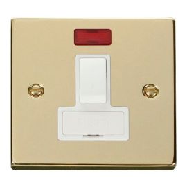 Click VPBR652WH Deco Polished Brass 13A Neon Switched Fused Spur Unit - White Insert image