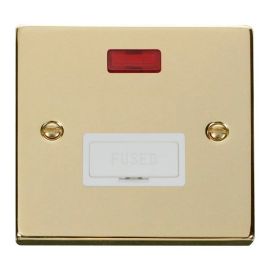 Click VPBR653WH Deco Polished Brass 13A Neon Fused Spur Unit - White Insert image