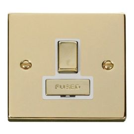 Click VPBR751WH Deco Polished Brass Ingot 13A Switched Fused Spur Unit - White Insert image