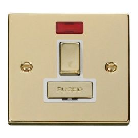 Click VPBR752WH Deco Polished Brass Ingot 13A Neon Switched Fused Spur Unit - White Insert image