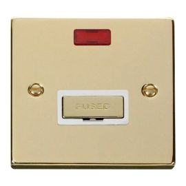 Click VPBR753WH Deco Polished Brass Ingot 13A Neon Fused Spur Unit - White Insert image