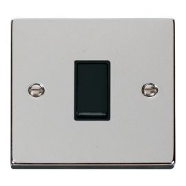 Click VPCH011BK Deco Polished Chrome 1 Gang 10AX 2 Way Plate Switch - Black Insert image