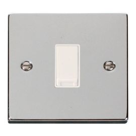 Click VPCH011WH Deco Polished Chrome 1 Gang 10AX 2 Way Plate Switch - White Insert image
