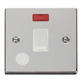 Click VPCH023WH Deco Polished Chrome 20A 2 Pole Flex Outlet Neon Switch - White Insert