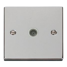 Click VPCH065WH Deco Polished Chrome 1 Gang Non-Isolated Co-Axial Socket - White Insert image