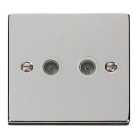 Click VPCH066WH Deco Polished Chrome 2 Gang Non-Isolated Co-Axial Socket - White Insert image