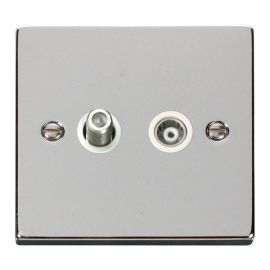 Click VPCH157WH Deco Polished Chrome Isolated Co-Axial and Satellite Socket - White Insert