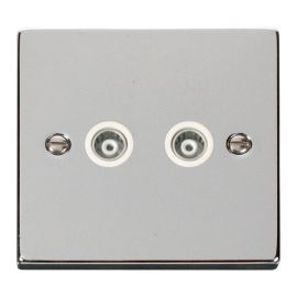 Click VPCH159WH Deco Polished Chrome 2 Gang Isolated Co-Axial Socket - White Insert image
