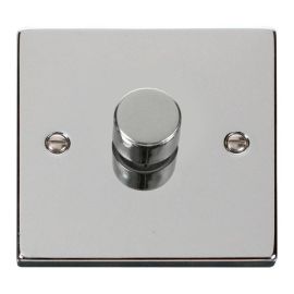 Click VPCH161 Deco Polished Chrome 1 Gang 2 Way 100W LED Dimmer Switch