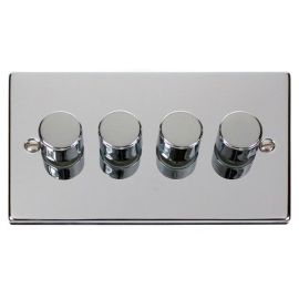 Click VPCH164 Deco Polished Chrome 4 Gang 2 Way 100W LED Dimmer Switch image