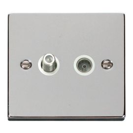 Click VPCH170WH Deco Polished Chrome Non-Isolated Co-Axial and Satellite Socket - White Insert image