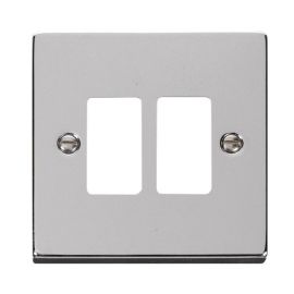 Click VPCH20402 GridPro Polished Chrome 2 Gang Deco Range Front Plate image