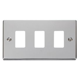 Click VPCH20403 GridPro Polished Chrome 3 Gang Deco Range Front Plate