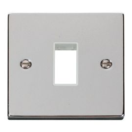 Click VPCH401WH MiniGrid Polished Chrome 1 Gang 1 Aperture Deco Unfurnished Front Plate - White Insert image